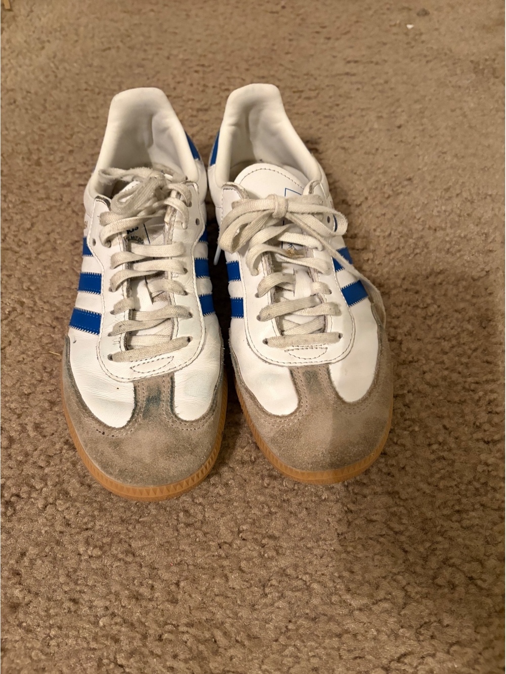 Adidas Samba Classic White and Blue Sneakers